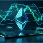 Analyse technique du cours Ethereum (ETH) montrant le logo de la crypto-monnaie devant un graphique en chandeliers japonais baissier, avec le prix indiqué à 1788 $.