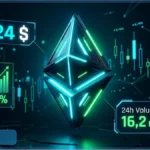 Graphique financier montrant la hausse du cours Ethereum à 1824 dollars avec une progression de 9,76 pourcents