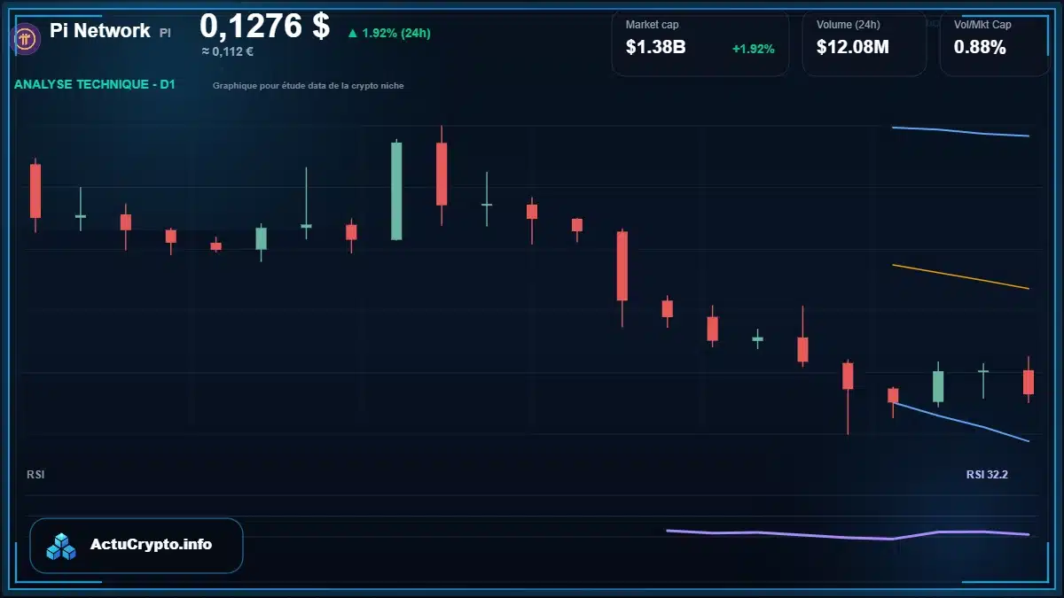 Graphique du cours Pi Network à 0.13 $ Analyse technique du cours de Pi Network de pi-network à 0.13 $ aujourd'hui