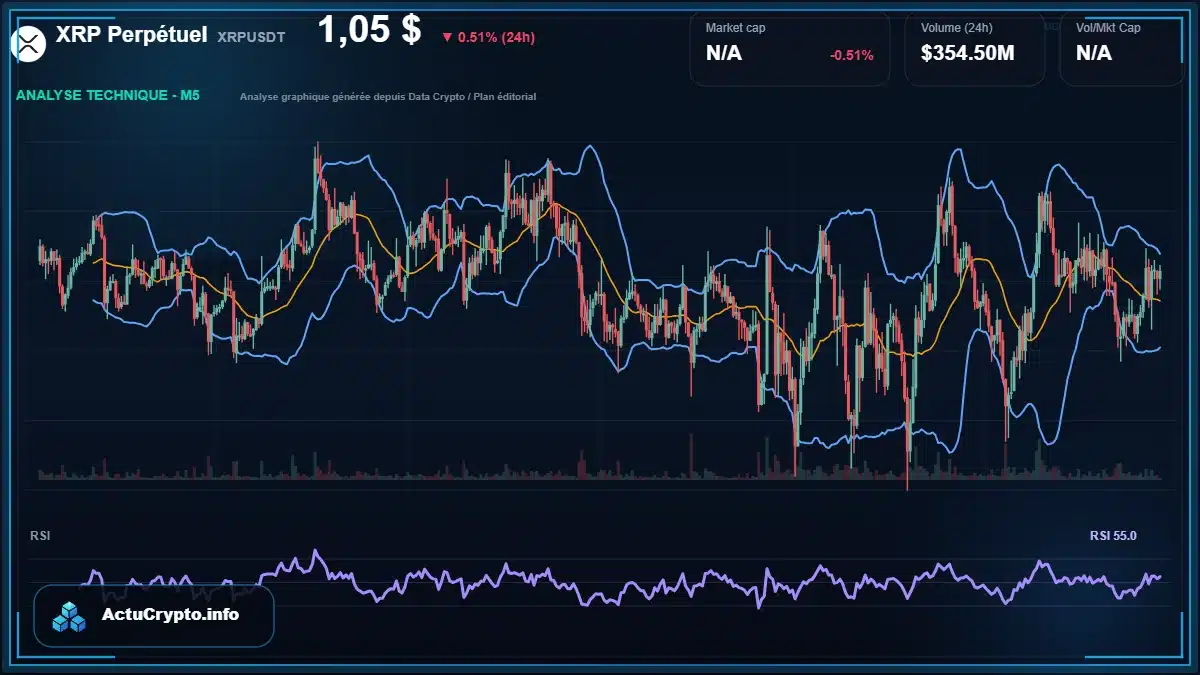 Graphique du cours XRP Perpétuel à 1.05 $ Analyse technique du cours de XRP Perpétuel de ripple à 1.05 $ aujourd'hui