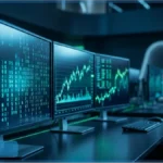 Écrans affichant des graphiques financiers et des données de marché pour les stablecoins
