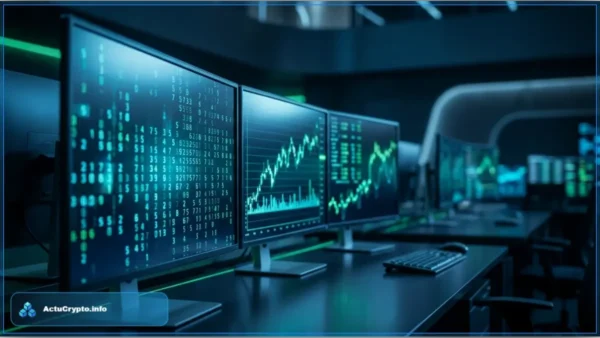 Écrans affichant des graphiques financiers et des données de marché pour les stablecoins