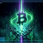Logo Bitcoin vert fluorescent illustrant le rebond positif des ETF Bitcoin