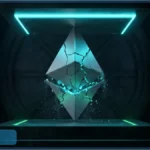 Logo Ethereum en 3D se fissurant sous la pression illustrant la chute du prix ETH