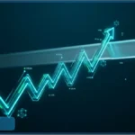 Graphique financier lumineux montrant la progression de l'indice CAC 40 à la Bourse de Paris