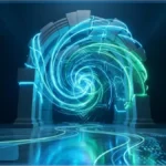 Portail énergétique lumineux symbolisant la fusion inévitable entre la crypto et la finance traditionnelle prédite par CZ