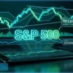 Graphique boursier de l'indice S&P 500 affichant 7511 points sur un écran numérique