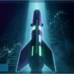 Fusée décollant devant des graphiques boursiers illustrant le succès de l'IPO SpaceX et la hausse de l'action SPCX