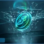 Jeton Jito (JTO) lumineux brisant une vitre en verre, symbolisant la cassure d'une résistance technique majeure sur le marché crypto.