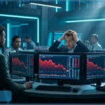 Illustration du krach crypto avec le symbole Bitcoin en chute libre sous les 60 000 dollars