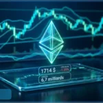 Graphique du prix Ethereum affichant une baisse vers le support des 1700 dollars sur un ecran de trading