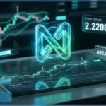 Graphique de trading affichant le logo NEAR Protocol avec un prix de 2,22 dollars en hausse de 10 pour cent
