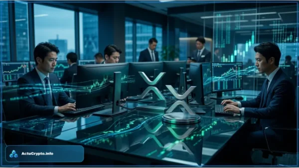 Un terminal financier affichant des données de marché dans un bureau moderne.