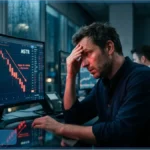 Un trader analyse la chute de l'action MicroStrategy (MSTR) sur un graphique boursier.
