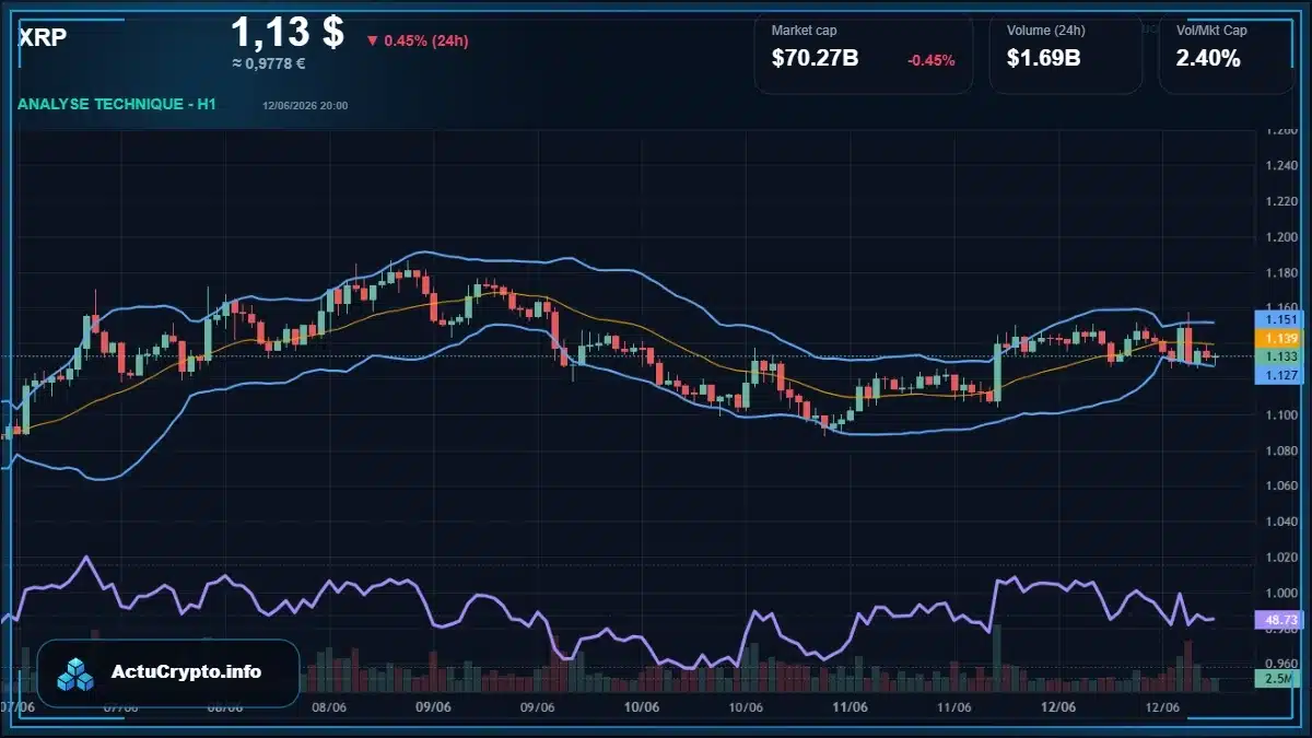 Graphique du cours XRP Analyse technique du cours XRP avec données de marché récentes