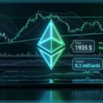 Graphique d'analyse du cours de l'Ethereum à 1935 dollars en pleine dynamique haussière