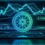 Graphique d'analyse technique montrant le cours du Cardano en consolidation à 0,1650 dollar avec des indicateurs de compression
