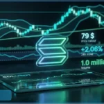 Graphique d'analyse technique du cours Solana à 79 dollars avec indicateurs de trading
