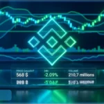 Graphique d'analyse technique du jeton BNB à 568 dollars avec indicateurs de trading