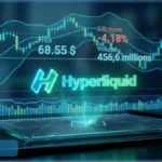Graphique boursier affichant le prix et le volume de la cryptomonnaie Hyperliquid en correction
