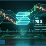 Graphique d'analyse technique de la crypto Solana affichant le prix du SOL en hausse sur une interface de trading