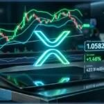 Graphique d'analyse technique XRP affichant le prix de 1,058 dollars avec des indicateurs de marché