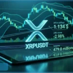 Graphique d'analyse technique du XRP affichant un prix de 1,134 dollar sur une tablette