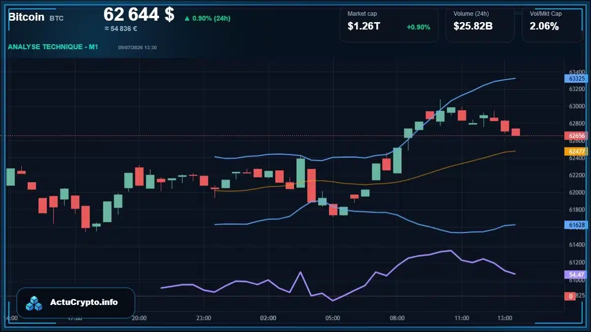 Analyse technique du cours Bitcoin (BTC) avec données de marché récentes