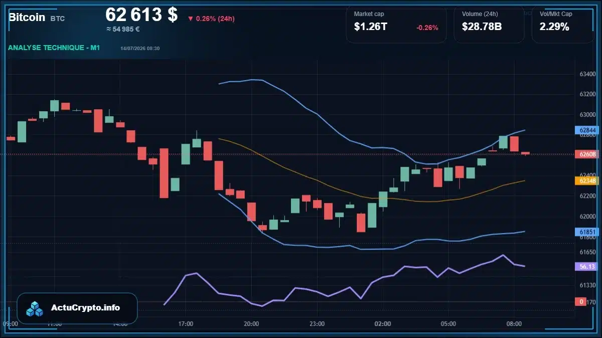 Graphique du cours Bitcoin (BTC) Analyse technique du cours Bitcoin (BTC) avec données de marché récentes
