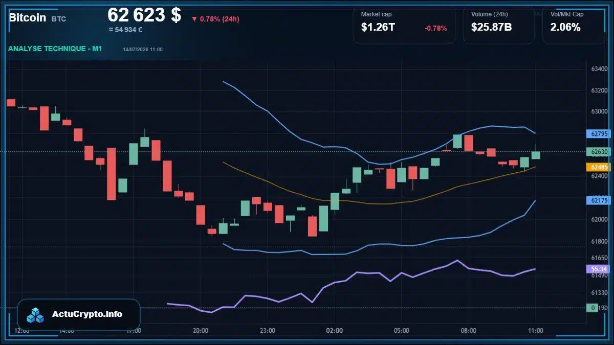 Graphique du cours Bitcoin (BTC) Analyse technique du cours Bitcoin (BTC) avec données de marché récentes