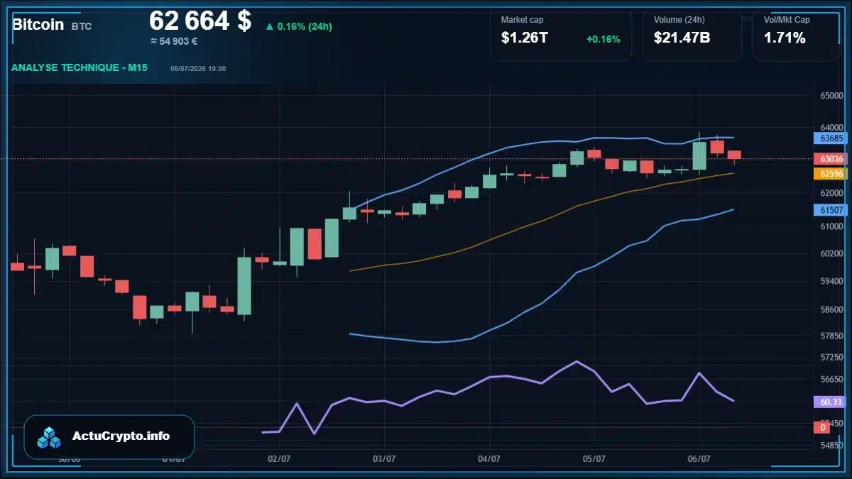 Graphique du cours Bitcoin (BTC) Analyse technique du cours Bitcoin (BTC) avec données de marché récentes