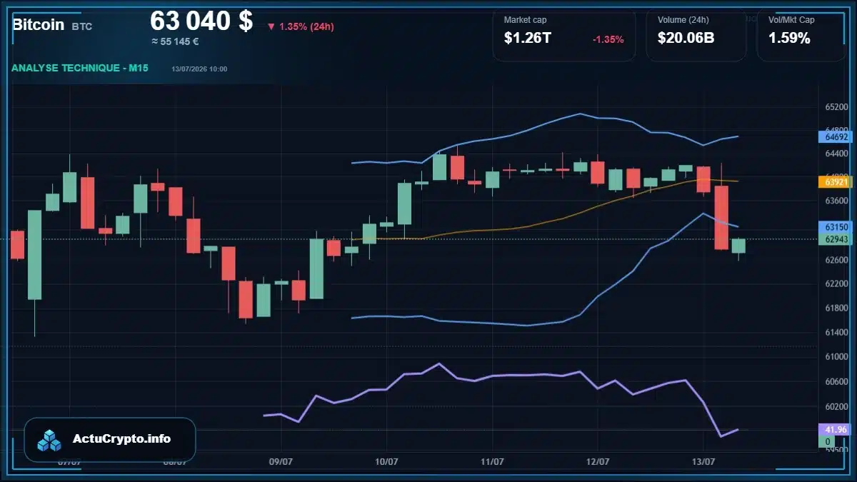 Graphique du cours Bitcoin (BTC) Analyse technique du cours Bitcoin (BTC) avec données de marché récentes