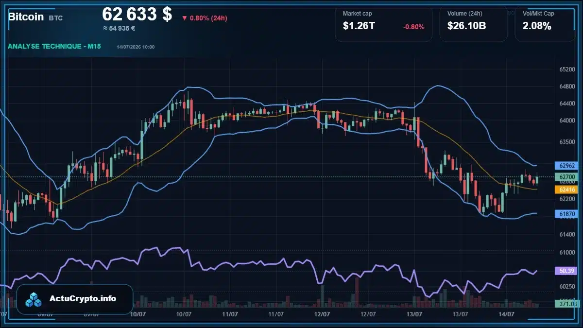 Graphique du cours Bitcoin (BTC) Analyse technique du cours Bitcoin (BTC) avec données de marché récentes