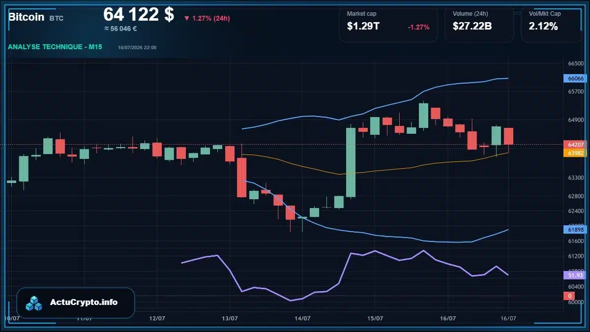 Graphique du cours Bitcoin (BTC) Analyse technique du cours Bitcoin (BTC) avec données de marché récentes
