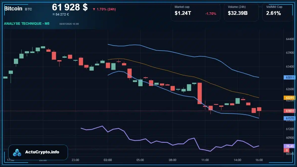 Graphique du cours Bitcoin (BTC) Analyse technique du cours Bitcoin (BTC) avec données de marché récentes