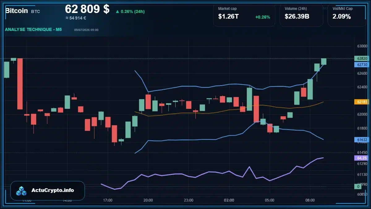 Graphique du cours Bitcoin (BTC) Analyse technique du cours Bitcoin (BTC) avec données de marché récentes
