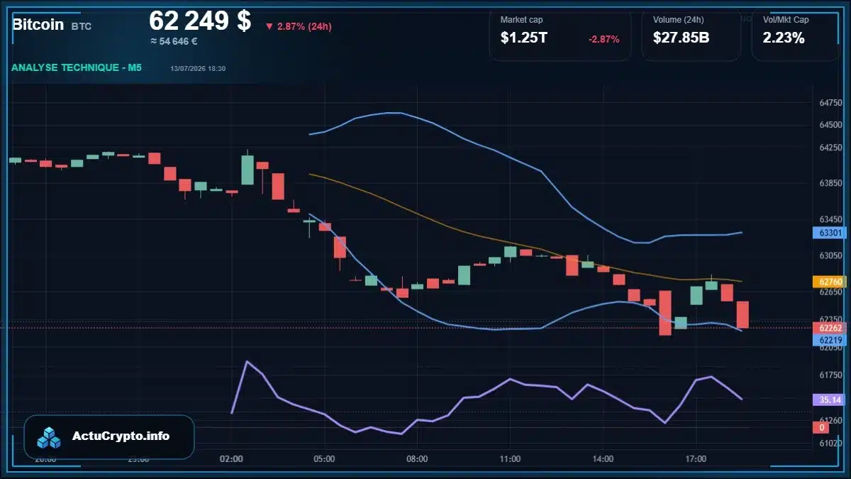 Graphique du cours Bitcoin (BTC) Analyse technique du cours Bitcoin (BTC) avec données de marché récentes