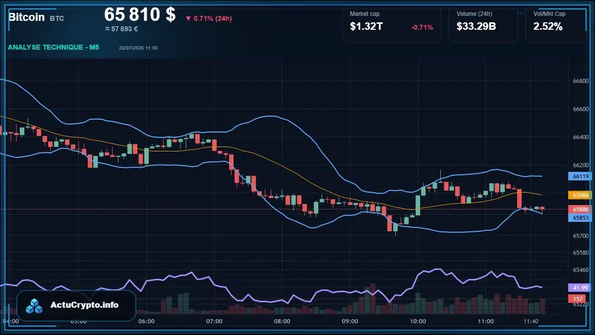 Graphique du cours Bitcoin (BTC) Analyse technique du cours Bitcoin (BTC) avec données de marché récentes