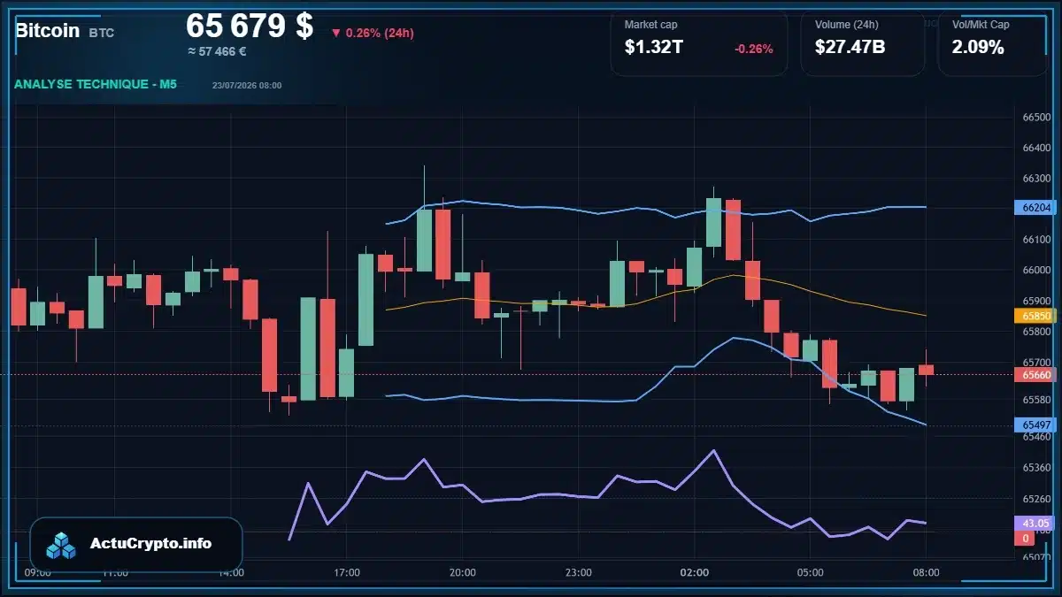 Graphique du cours Bitcoin (BTC) Analyse technique du cours Bitcoin (BTC) avec données de marché récentes