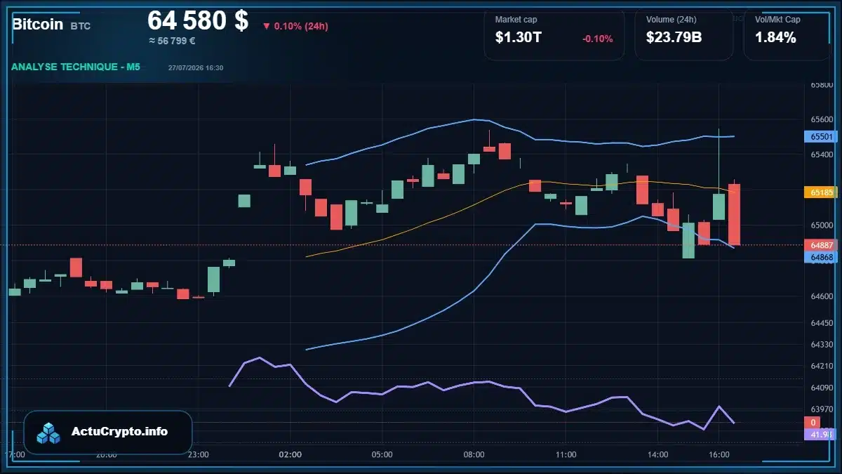 Graphique du cours Bitcoin (BTC) Analyse technique du cours Bitcoin (BTC) avec données de marché récentes