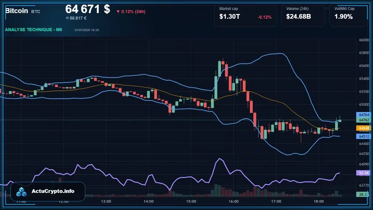 Graphique du cours Bitcoin (BTC) Analyse technique du cours Bitcoin (BTC) avec données de marché récentes