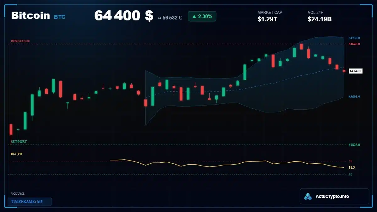 Graphique du cours Bitcoin (BTC) Analyse technique du cours Bitcoin (BTC) avec données de marché récentes