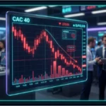 Graphique boursier illustrant la baisse du CAC 40 sous les 8 410 points