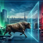 Écran de cotation affichant la hausse du CAC 40 à la Bourse de Paris.