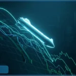 Graphique boursier baissier et fusée en chute illustrant la baisse de l'action après l'IPO SpaceX
