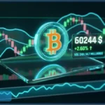 Graphique d'analyse technique illustrant la hausse du cours Bitcoin au-dessus des 60 000 dollars