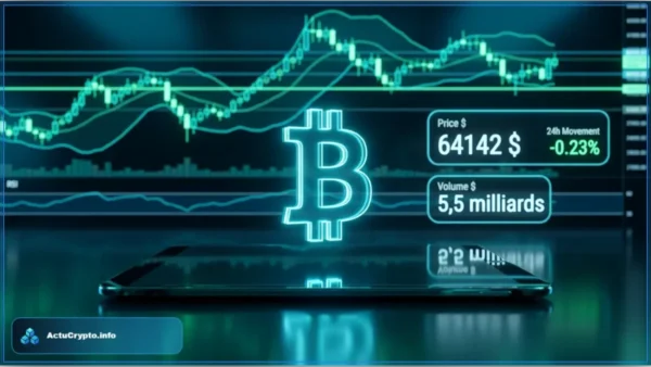Graphique d'analyse technique illustrant le cours Bitcoin face à une résistance majeure sur le marché des cryptomonnaies.