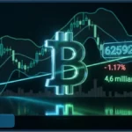 Graphique financier montrant le cours Bitcoin à 62 592 dollars avec des indicateurs de marché