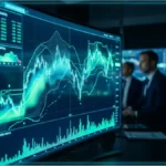 Graphique d'analyse technique montrant le rebond du cours Bitcoin vers 64 000 dollars sur des écrans de trading
