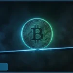 Logo Bitcoin lumineux en équilibre sur un fil illustrant le cours Bitcoin face à une résistance technique et aux risques géopolitiques